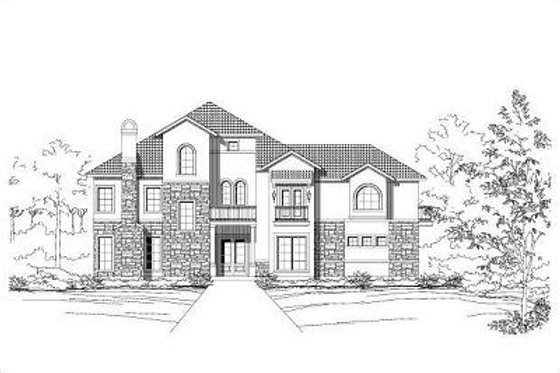 Exterior - Front Elevation for European House Plan #411-647 - 3 bed, 3.5 bath