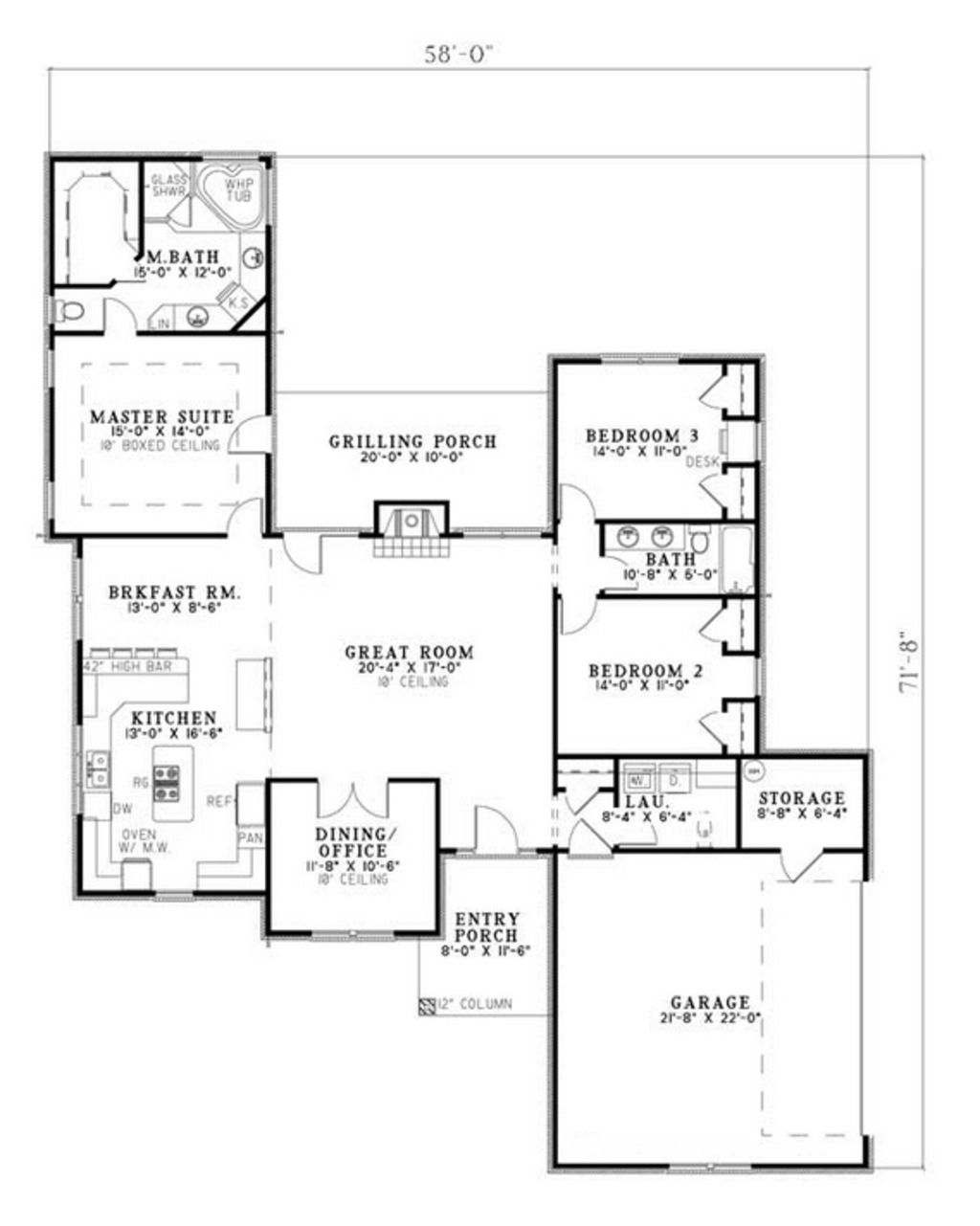 Traditional Style House Plan - 3 Beds 2 Baths 1797 Sq/Ft Plan #17-2515 ...