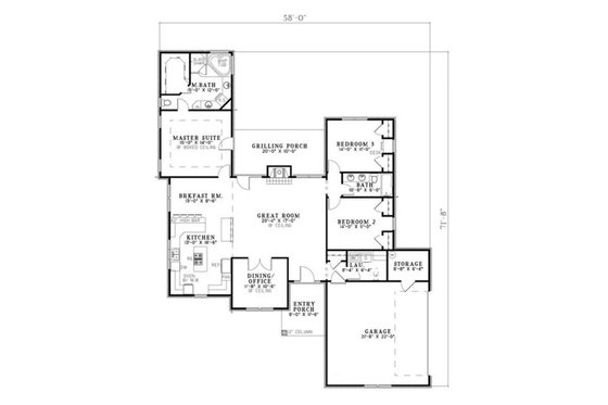 Floor Plan - Main Floor for Traditional House Plan #17-2515 - 3 bed, 2 bath