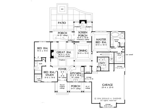 Floor Plan - Main Floor for Ranch House Plan #929-1024 - 3 bed, 2 bath