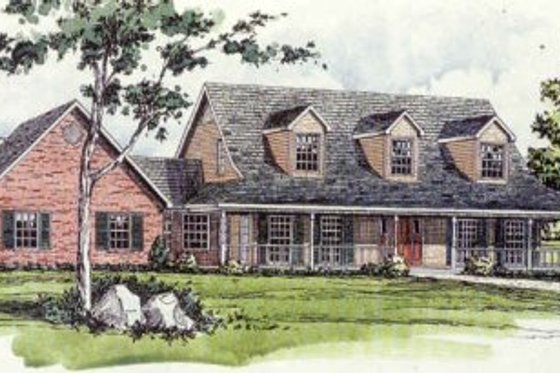 Exterior - Front Elevation for Country House Plan #16-210 - 3 bed, 2.5 bath