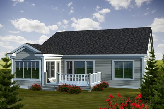Exterior - Rear Elevation for Traditional House Plan #70-1110 - 2 bed, 1.8 bath