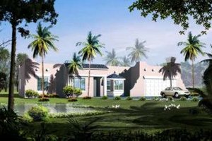 Adobe / Southwestern Exterior - Front Elevation Plan #1-381