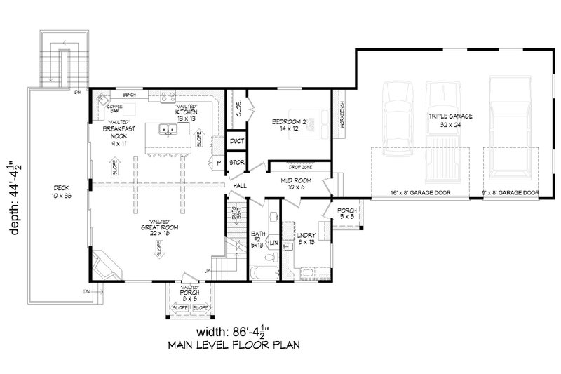 Dream House Plan - Floor Plan - Main Floor for Southern House Plan #932-1168 - 2 bed, 3 bath