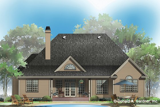 Exterior - Rear Elevation for Country House Plan #929-83 - 4 bed, 2 bath