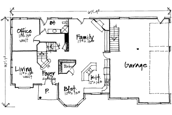 Floor Plan - Main Floor for European House Plan #308-102 - 4 bed, 3 bath