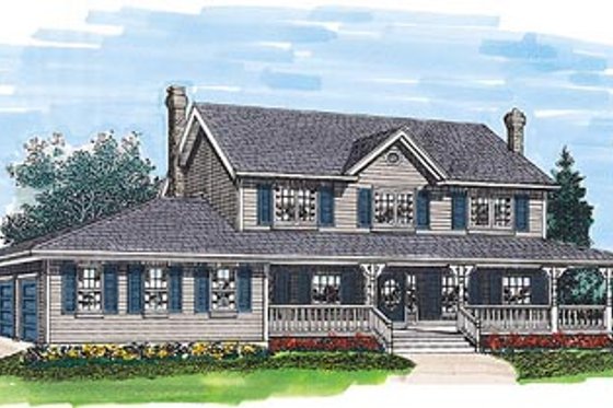 Exterior - Front Elevation for Country House Plan #47-215 - 4 bed, 2.5 bath