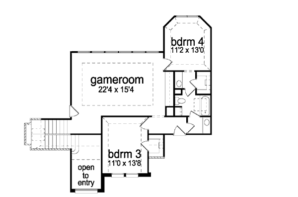 Floor Plan - Upper Floor for European House Plan #84-289 - 4 bed, 3 bath