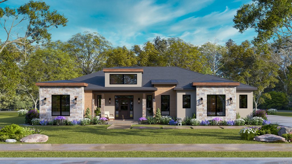 Exterior - Front Elevation 5 for Contemporary House Plan #119-474 - 3 bed, 3 bath
