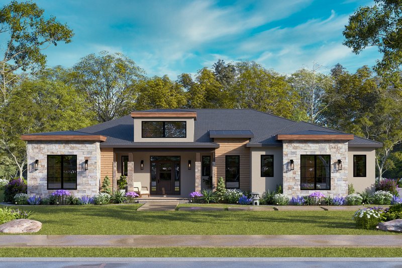 Dream House Plan - Exterior - Front Elevation 5 for Contemporary House Plan #119-474 - 3 bed, 3 bath