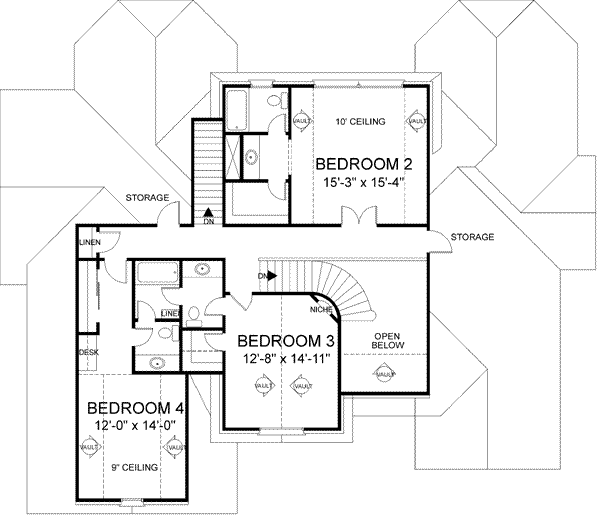 Home Plan - Southern Floor Plan - Upper Floor Plan #56-218