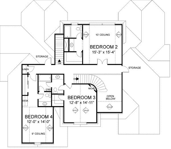 Dream House Plan - Southern Floor Plan - Upper Floor Plan #56-218