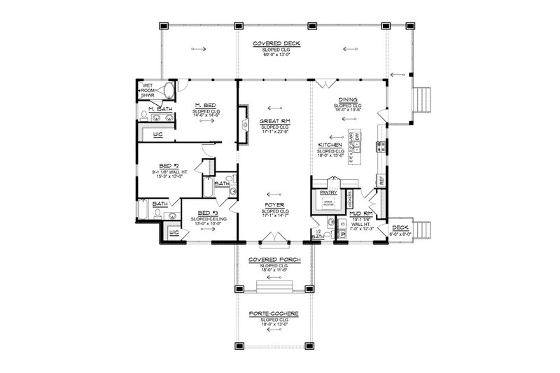 House Blueprint - Floor Plan - Main Floor for Modern House Plan #1064-500 - 3 bed, 3.5 bath