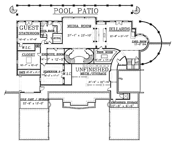 House Design - European Floor Plan - Lower Floor Plan #119-178