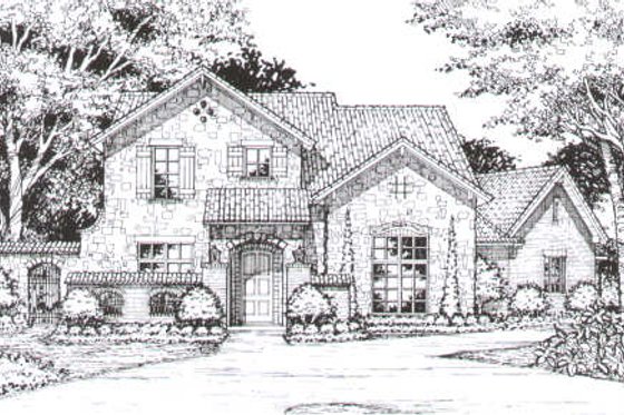 Exterior - Front Elevation for Mediterranean House Plan #141-255 - 4 bed, 4.5 bath