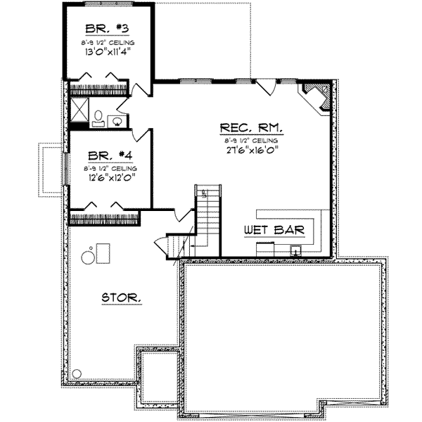 Architectural House Design - Traditional Floor Plan - Lower Floor Plan #70-691