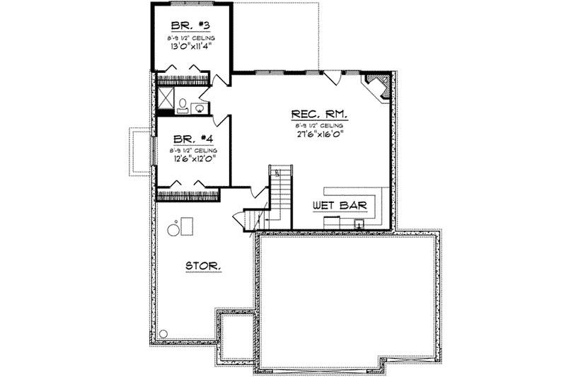 House Plan Design - Floor Plan - Lower Floor for Traditional House Plan #70-691 - 4 bed, 2.5 bath