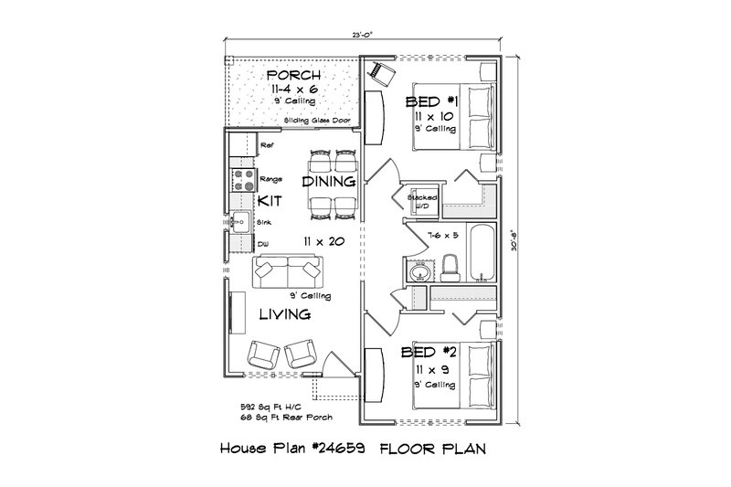 House Blueprint - Floor Plan - Main Floor for Modern House Plan #513-2452 - 2 bed, 1 bath