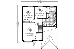Floor Plan - Upper Floor for European House Plan #25-2133 - 3 bed, 1.5 bath