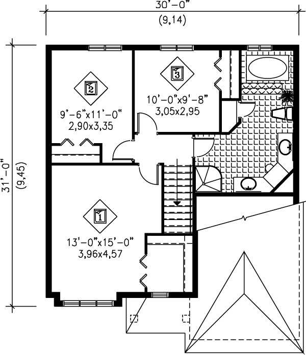 European Floor Plan - Upper Floor Plan #25-2133