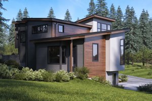 Exterior - Rear Elevation for Modern House Plan #1066-43 - 3 bed, 2 bath