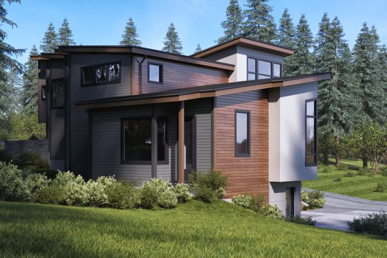 Exterior - Rear Elevation for Modern House Plan #1066-43 - 3 bed, 2 bath