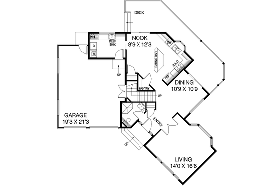 Floor Plan - Main Floor for Traditional House Plan #60-449 - 3 bed, 3 bath
