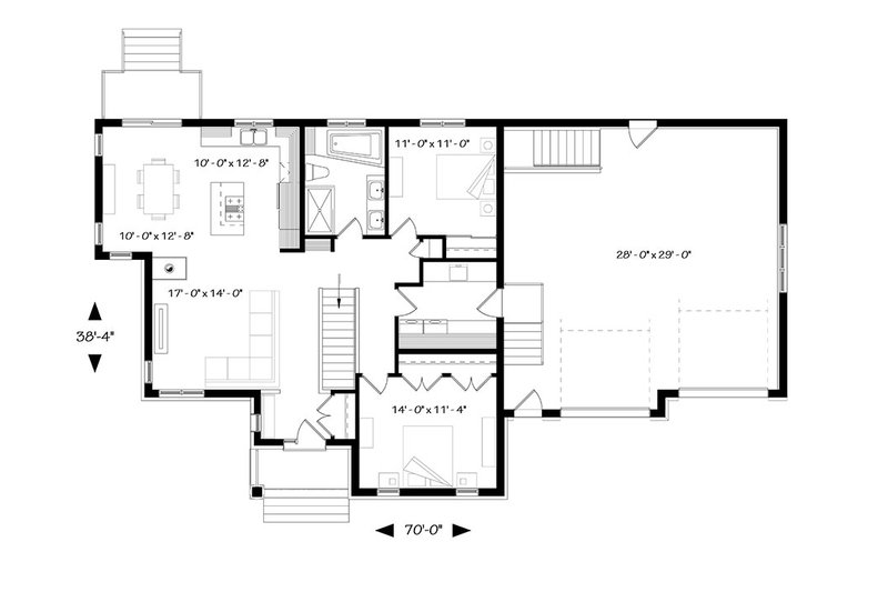 Dream House Plan - Floor Plan - Main Floor for Ranch House Plan #23-2615 - 2 bed, 1 bath