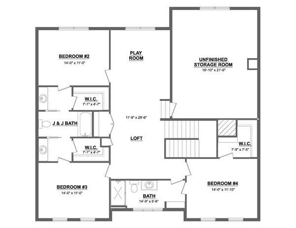 Farmhouse Floor Plan - Upper Floor Plan #1089-3