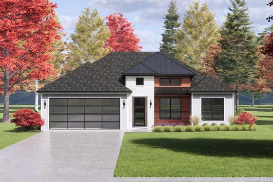 Exterior - Front Elevation 6 for Prairie House Plan #1096-115 - 3 bed, 2 bath