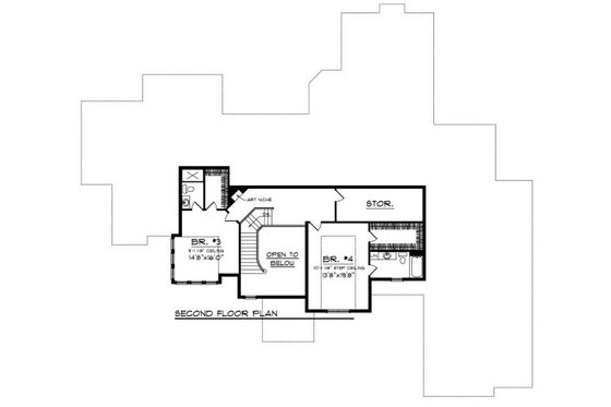 Floor Plan - Upper Floor for European House Plan #70-890 - 4 bed, 3.5 bath