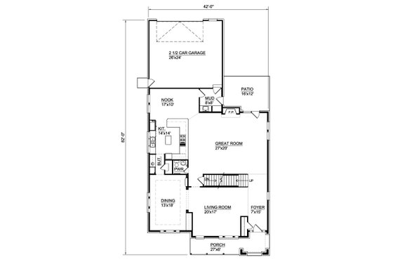 Floor Plan - Main Floor for Tudor House Plan #116-309 - 4 bed, 4.5 bath