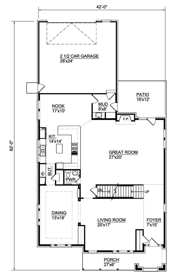 Tudor Floor Plan - Main Floor Plan #116-309