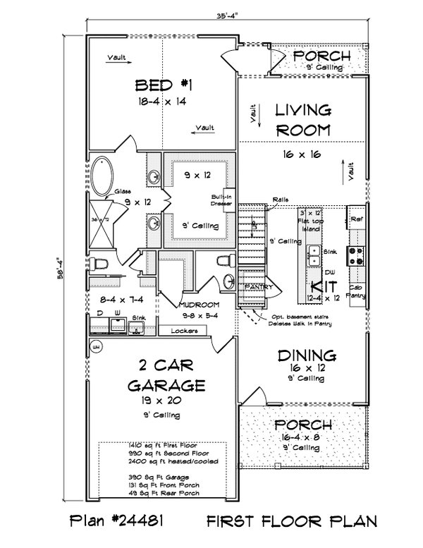 Home Plan - Cottage Floor Plan - Main Floor Plan #513-2274