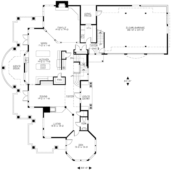 Craftsman Floor Plan - Main Floor Plan #132-181