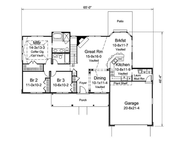 House Plan Design - Ranch Floor Plan - Main Floor Plan #57-623