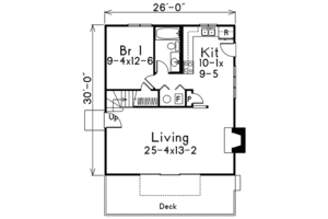 Floor Plan - Main Floor for Cottage House Plan #57-496 - 3 bed, 1.5 bath