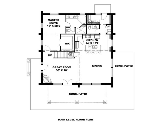 House Blueprint - Log Floor Plan - Main Floor Plan #117-992