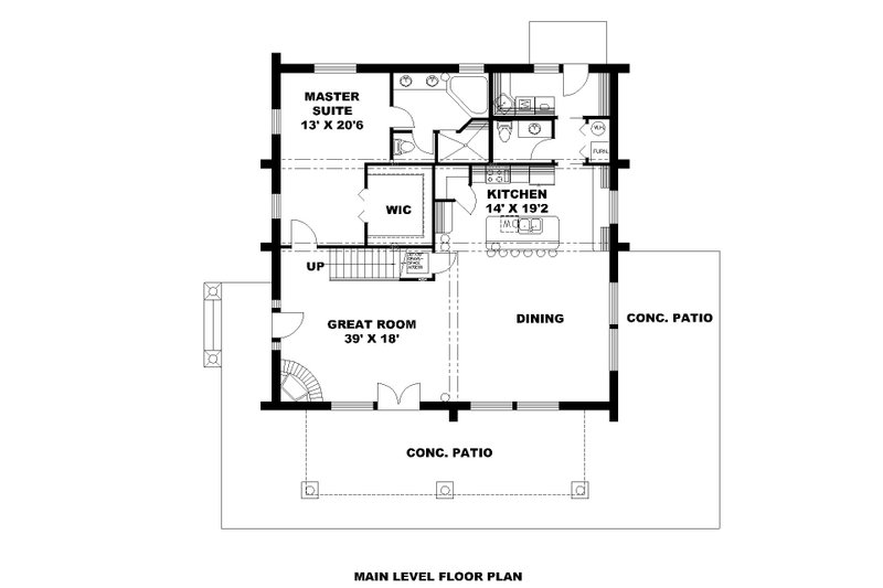 House Blueprint - Floor Plan - Main Floor for Log House Plan #117-992 - 4 bed, 2.5 bath
