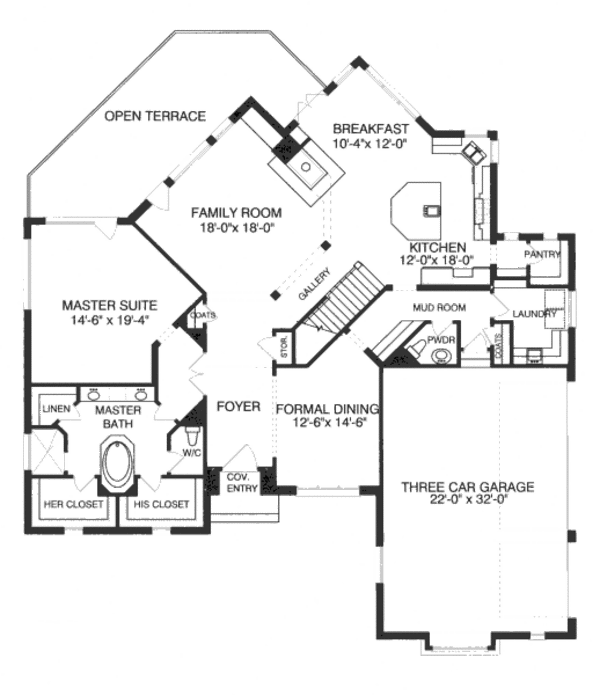 Tudor Floor Plan - Main Floor Plan #413-816