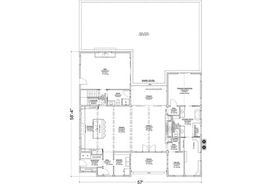 Floor Plan - Main Floor for Modern House Plan #1116-44 - 3 bed, 3.5 bath