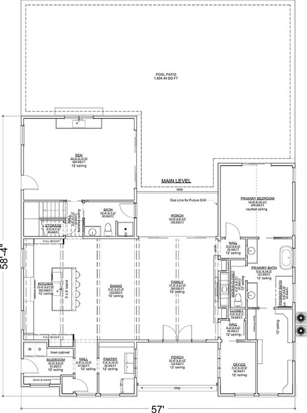 House Design - Floor Plan - Main Floor for Modern House Plan #1116-44 - 3 bed, 3.5 bath