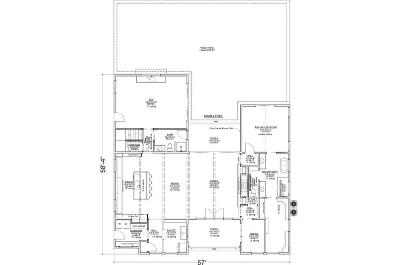 House Design - Floor Plan - Main Floor for Modern House Plan #1116-44 - 3 bed, 3.5 bath