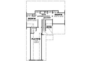 Floor Plan - Upper Floor for European House Plan #34-193 - 3 bed, 2.5 bath