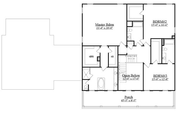House Blueprint - Southern Floor Plan - Upper Floor Plan #1071-19