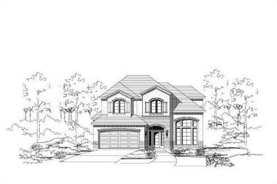 Exterior - Front Elevation for European House Plan #411-348 - 3 bed, 2.5 bath