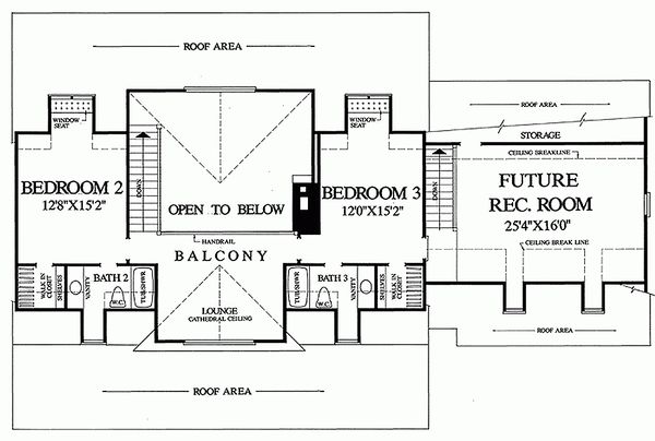 Dream House Plan - Upper Level floor plan - 2600 square foot Southern home
