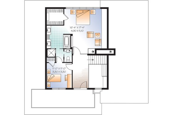 Upper Floor Plan - 3200 square foot Modern Home