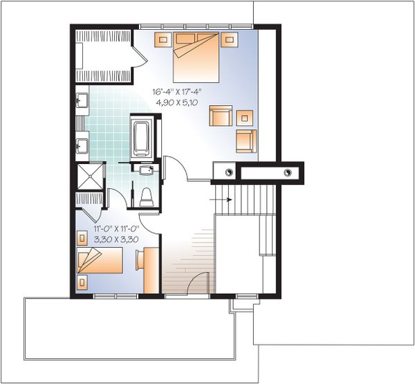 Upper Floor Plan - 3200 square foot Modern Home