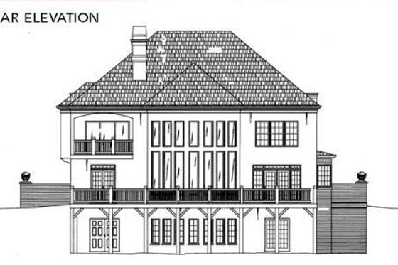 Exterior - Rear Elevation for European House Plan #119-122 - 5 bed, 4 bath